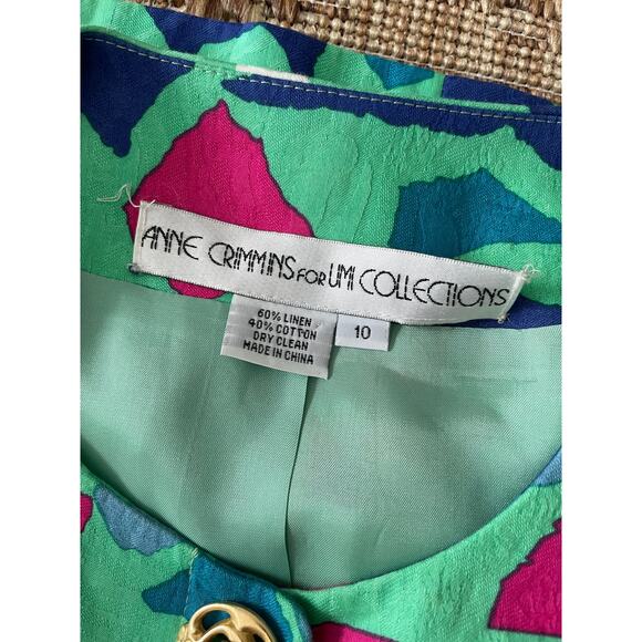 Vintage Anne Crimmins for Umi Collections 1980s Abstract Print Blazer SZ 10 - Picture 3 of 9